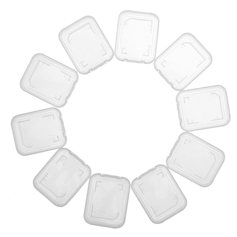 UTENEW Transparent Standard SD SDHC Memory Card Case Holder Box Storage Boxes (Pack of 10) - Image 1